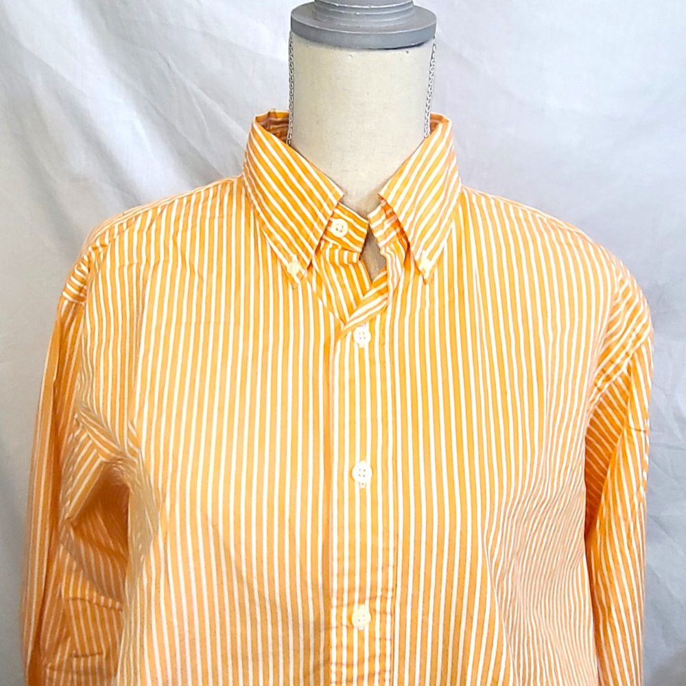 American Living Large Orange Stripe Long Sleeve Button Down Collar Dress Shirt
